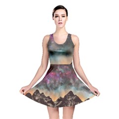 Mountain Space Galaxy Stars Universe Astronomy Reversible Skater Dress by Uceng