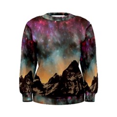 Mountain Space Galaxy Stars Universe Astronomy Women s Sweatshirt by Uceng