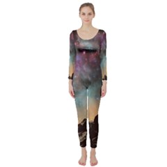 Mountain Space Galaxy Stars Universe Astronomy Long Sleeve Catsuit by Uceng