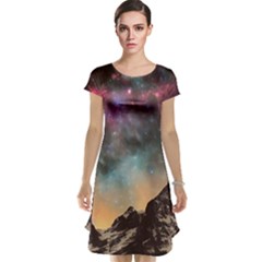 Mountain Space Galaxy Stars Universe Astronomy Cap Sleeve Nightdress by Uceng