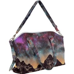 Mountain Space Galaxy Stars Universe Astronomy Canvas Crossbody Bag by Uceng