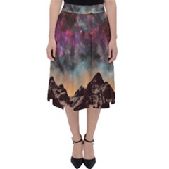 Mountain Space Galaxy Stars Universe Astronomy Classic Midi Skirt by Uceng