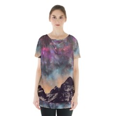 Mountain Space Galaxy Stars Universe Astronomy Skirt Hem Sports Top by Uceng