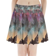 Mountain Space Galaxy Stars Universe Astronomy Pleated Mini Skirt by Uceng