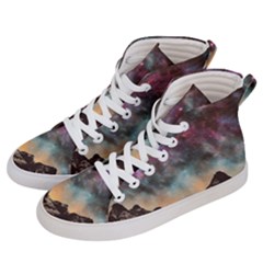 Mountain Space Galaxy Stars Universe Astronomy Men s Hi-top Skate Sneakers by Uceng