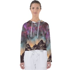 Mountain Space Galaxy Stars Universe Astronomy Women s Slouchy Sweat