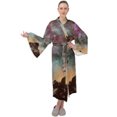 Mountain Space Galaxy Stars Universe Astronomy Maxi Velour Kimono by Uceng