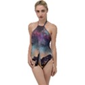 Mountain Space Galaxy Stars Universe Astronomy Go with the Flow One Piece Swimsuit View1