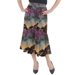 Mountain Space Galaxy Stars Universe Astronomy Midi Mermaid Skirt by Uceng