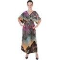 Mountain Space Galaxy Stars Universe Astronomy V-Neck Boho Style Maxi Dress View1