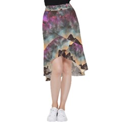 Mountain Space Galaxy Stars Universe Astronomy Frill Hi Low Chiffon Skirt by Uceng