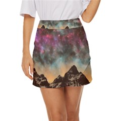 Mountain Space Galaxy Stars Universe Astronomy Mini Front Wrap Skirt by Uceng