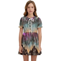 Mountain Space Galaxy Stars Universe Astronomy Kids  Sweet Collar Dress by Uceng