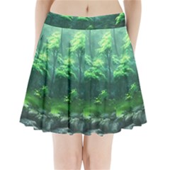 River Forest Woods Nature Rocks Japan Fantasy Pleated Mini Skirt by Uceng