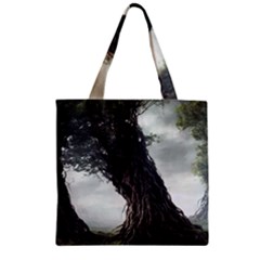 Trees Forest Woods Drawing Fantasy Dream Zipper Grocery Tote Bag by Uceng