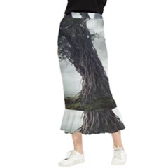 Trees Forest Woods Drawing Fantasy Dream Maxi Fishtail Chiffon Skirt by Uceng