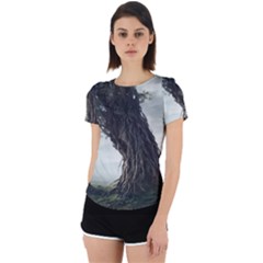 Trees Forest Woods Drawing Fantasy Dream Back Cut Out Sport Tee by Uceng