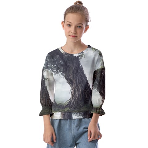 Trees Forest Woods Drawing Fantasy Dream Kids  Cuff Sleeve Top by Uceng