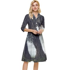 Trees Forest Woods Drawing Fantasy Dream Classy Knee Length Dress by Uceng