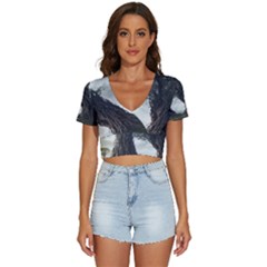 Trees Forest Woods Drawing Fantasy Dream V-neck Crop Top by Uceng