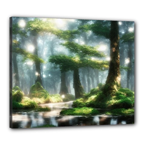 Forest Wood Nature Lake Swamp Water Trees Canvas 24  X 20  (stretched) by Uceng