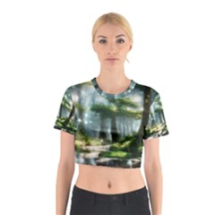 Forest Wood Nature Lake Swamp Water Trees Cotton Crop Top by Uceng