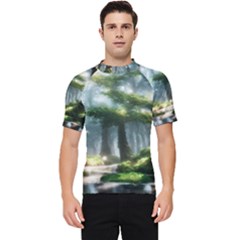 Forest Wood Nature Lake Swamp Water Trees Men s Short Sleeve Rash Guard by Uceng