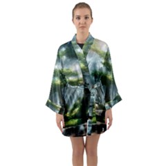 Forest Wood Nature Lake Swamp Water Trees Long Sleeve Satin Kimono by Uceng