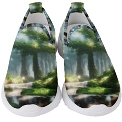 Forest Wood Nature Lake Swamp Water Trees Kids  Slip On Sneakers by Uceng