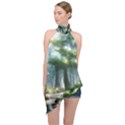 Forest Wood Nature Lake Swamp Water Trees Halter Asymmetric Satin Top View1