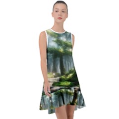 Forest Wood Nature Lake Swamp Water Trees Frill Swing Dress by Uceng