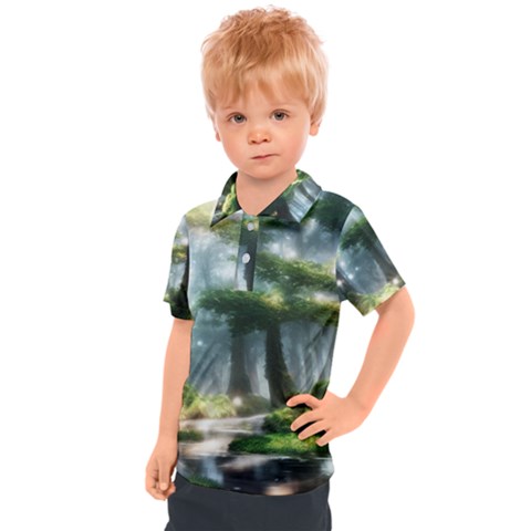 Forest Wood Nature Lake Swamp Water Trees Kids  Polo Tee by Uceng