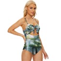 Forest Wood Nature Lake Swamp Water Trees Knot Front One-Piece Swimsuit View3