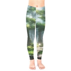 Forest Wood Nature Lake Swamp Water Trees Kids  Classic Winter Leggings by Uceng