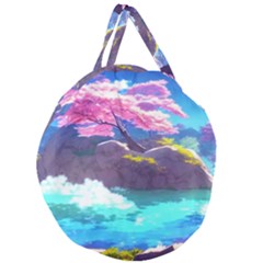 Fantasy Japan Mountains Cherry Blossoms Nature Giant Round Zipper Tote by Uceng