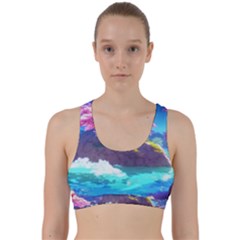 Fantasy Japan Mountains Cherry Blossoms Nature Back Weave Sports Bra