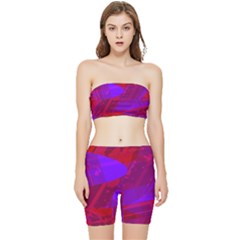 Background Pattern Purple Texture Design Wallpaper Stretch Shorts And Tube Top Set by Uceng