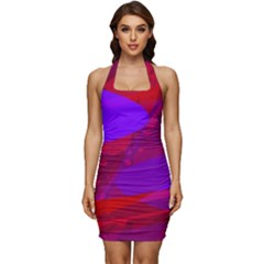 Background Pattern Purple Texture Design Wallpaper Sleeveless Wide Square Neckline Ruched Bodycon Dress