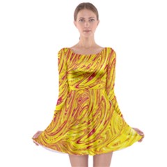 Red Yellow Abstract Wallpapers Abstracts Liquids Long Sleeve Skater Dress by Uceng