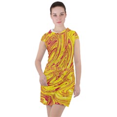 Red Yellow Abstract Wallpapers Abstracts Liquids Drawstring Hooded Dress by Uceng