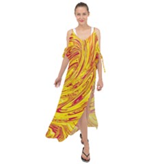 Red Yellow Abstract Wallpapers Abstracts Liquids Maxi Chiffon Cover Up Dress by Uceng