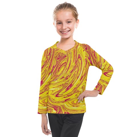 Red Yellow Abstract Wallpapers Abstracts Liquids Kids  Long Mesh Tee by Uceng