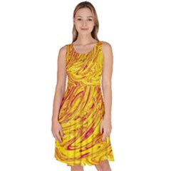 Red Yellow Abstract Wallpapers Abstracts Liquids Knee Length Skater Dress With Pockets by Uceng