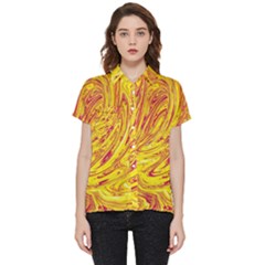 Red Yellow Abstract Wallpapers Abstracts Liquids Short Sleeve Pocket Shirt by Uceng