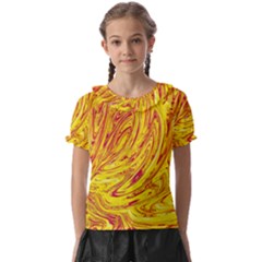 Red Yellow Abstract Wallpapers Abstracts Liquids Kids  Frill Chiffon Blouse by Uceng