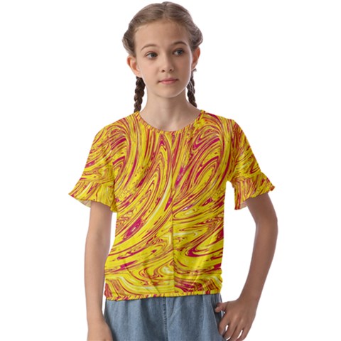 Red Yellow Abstract Wallpapers Abstracts Liquids Kids  Cuff Sleeve Scrunch Bottom Tee by Uceng