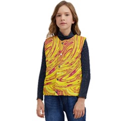 Red Yellow Abstract Wallpapers Abstracts Liquids Kid s Short Button Up Puffer Vest	