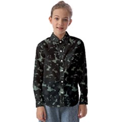 Pattern Texture Army Military Background Kids  Long Sleeve Shirt by Uceng