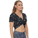 Pattern Texture Army Military Background Twist Front Crop Top View3