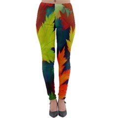 Leaves Foliage Autumn Nature Forest Fall Lightweight Velour Leggings by Uceng